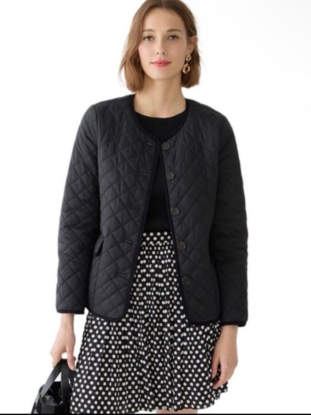 J. Crew Black Quilted Signature Puffer